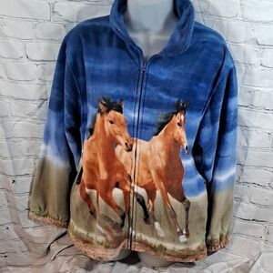 Trail Crest Full Zip Horse Print Jacket Size Medium